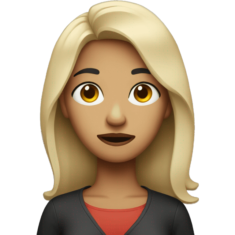 female musician with worried expression emoji