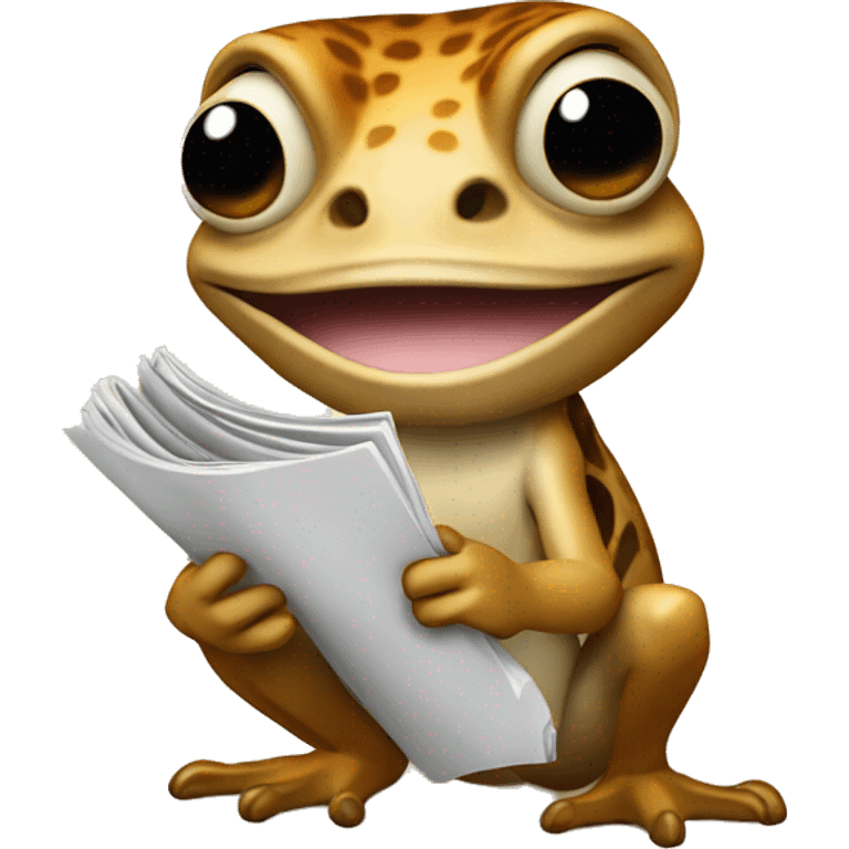 a coqui with a newspape emoji