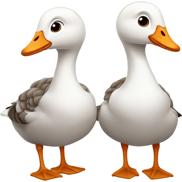 Two cute geese emoji