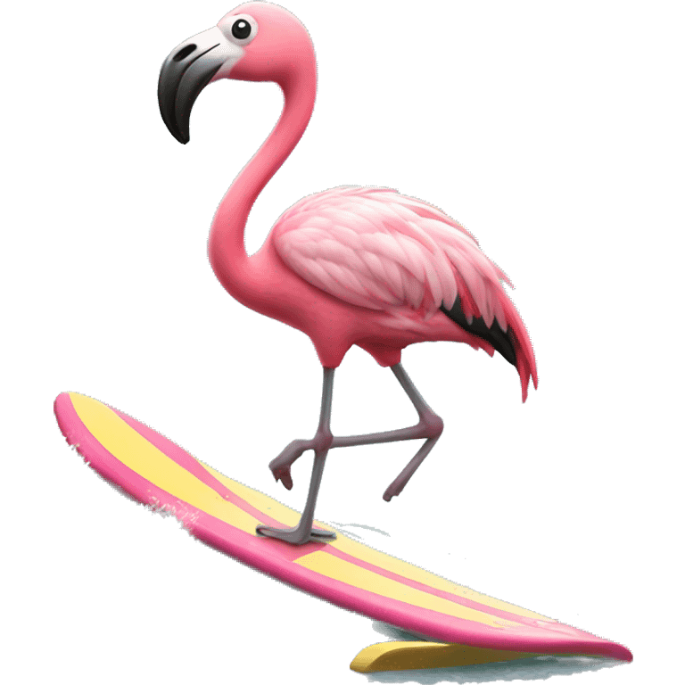 Flamingo surfing emoji