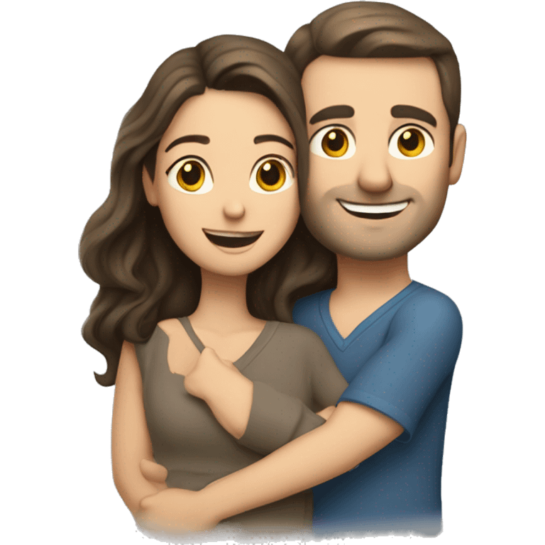 caucasian brunette couple hugging emoji