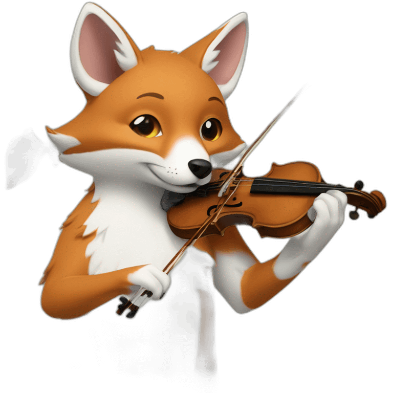 Piebald Fox playing violin with leaves and flowers emoji