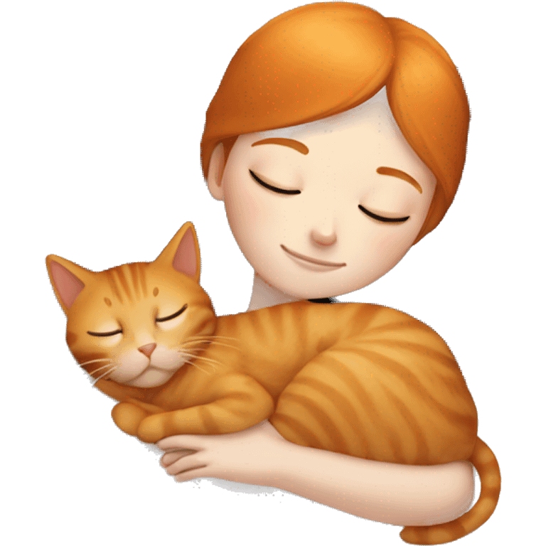 Ginger Girl sleeping with black cat emoji