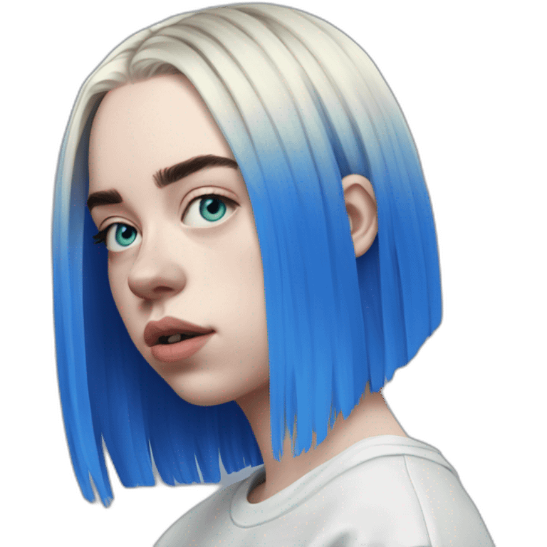 Billie eilish 2017 cheveux bleu emoji