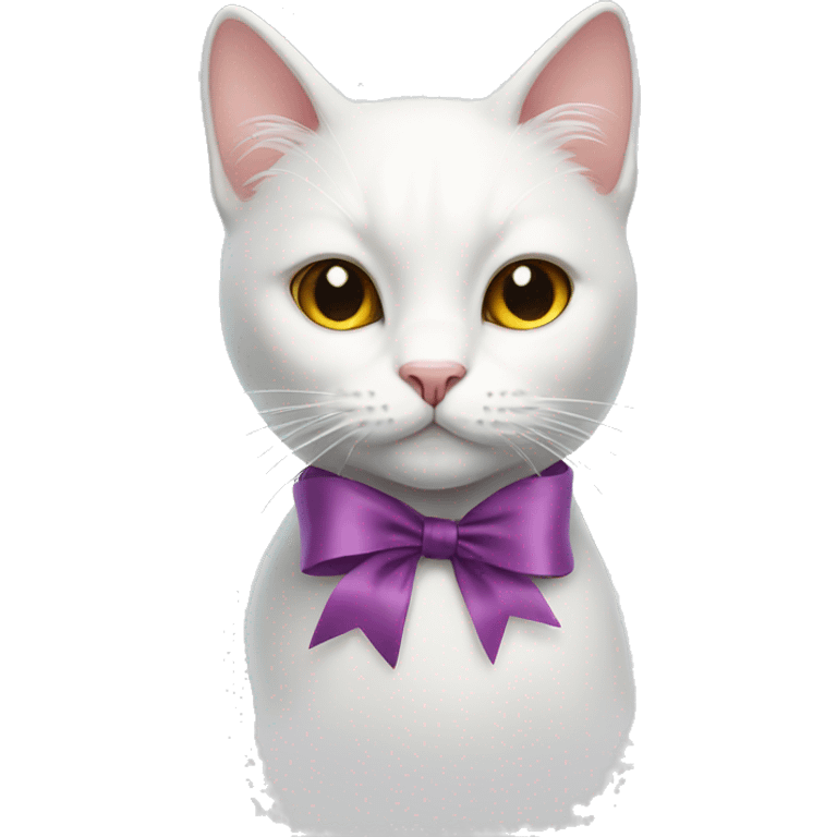 white cat with ribbon emoji