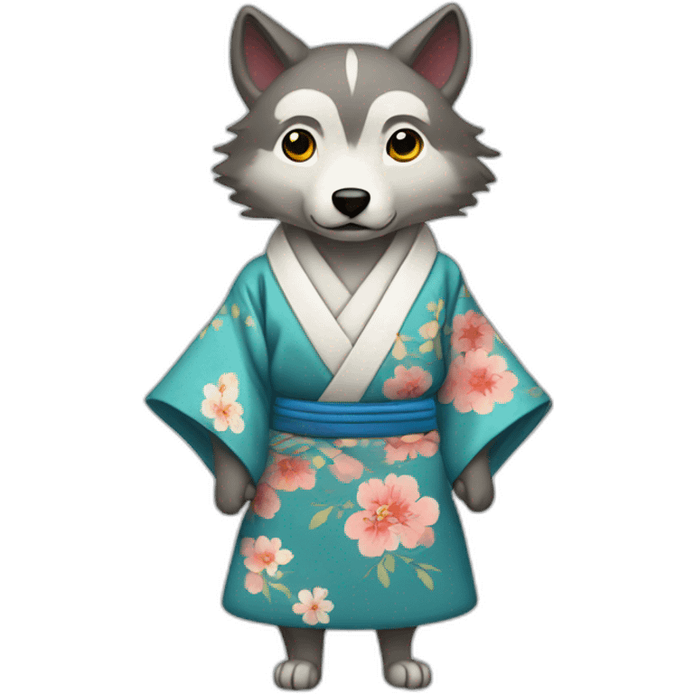 Un loup en kimono emoji