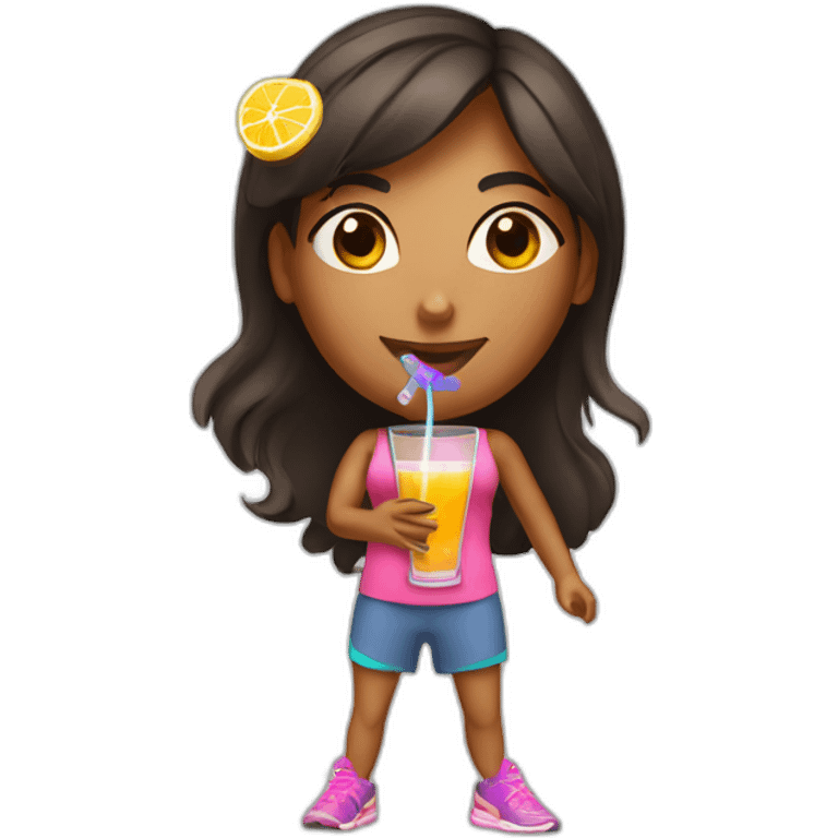 aerobic girl drinks cocktail emoji