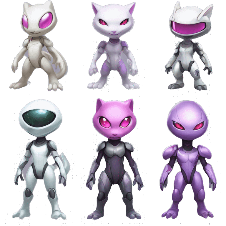 White body, Anthro-Sona-Lizard-Alien-Mew-Mewtwo-Fakémon, with pink eyes, with a futuristic visor-helmet, wearing a techwear-suit, Full Body emoji