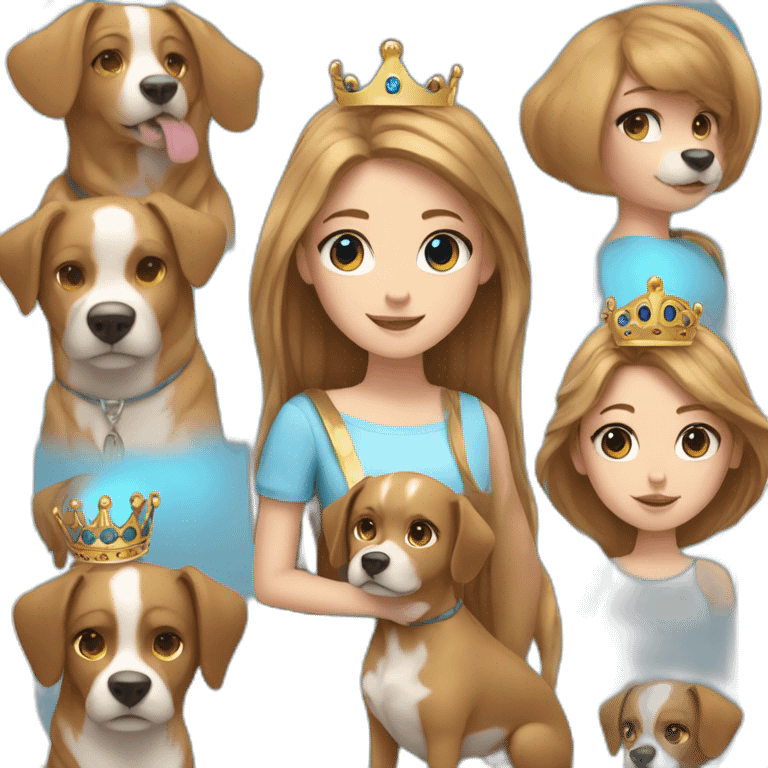 girl light brown hair blue eyes crown and a dog emoji