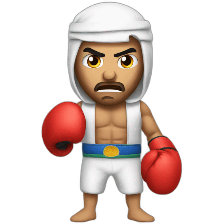 angry arab fighter with boxing gloves emoji