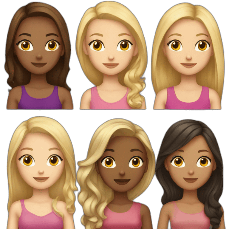 six girls, blondes & brunettes emoji