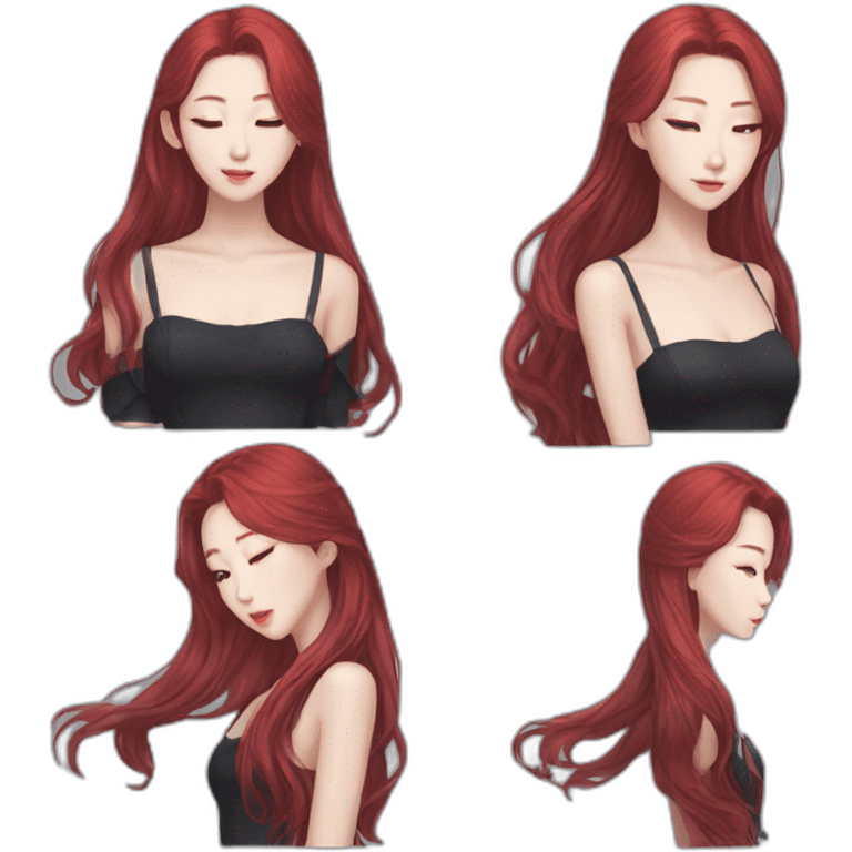 Hyunjin long red hair emoji