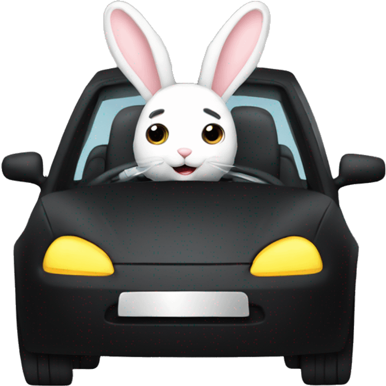 bunny driving a black car  emoji