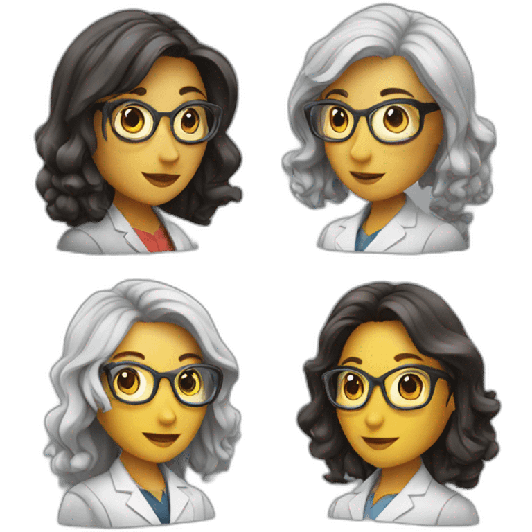 four drinking female scientists in cube dimensions emoji