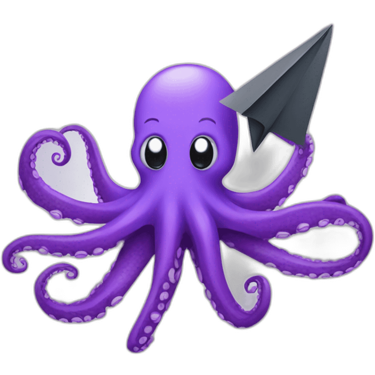 purple octopus with paper plane emoji