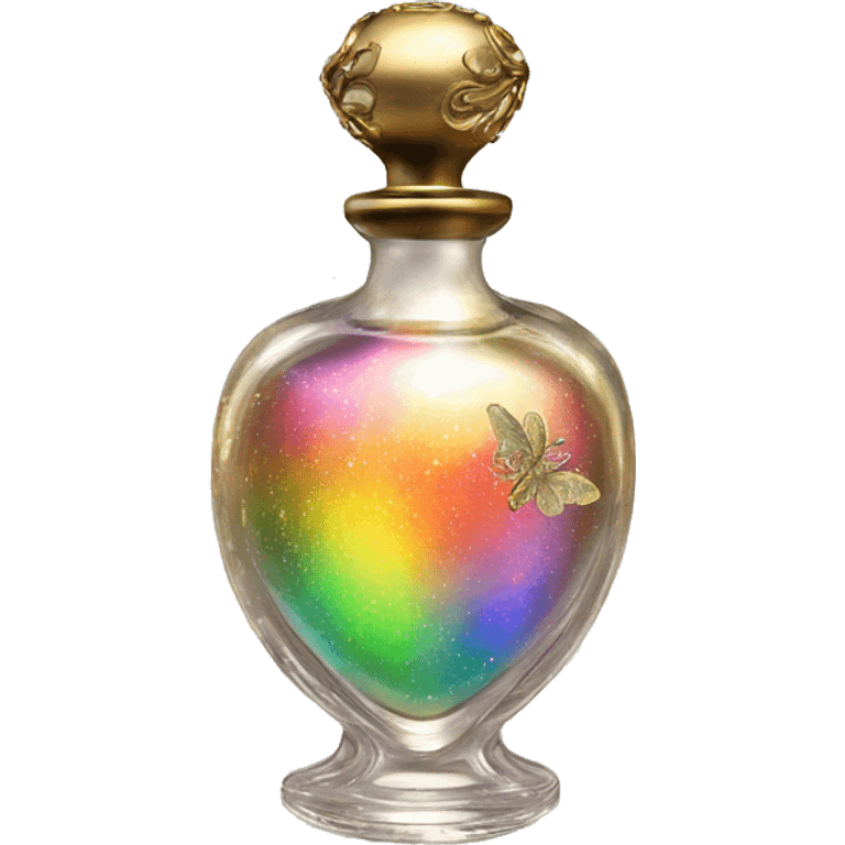 Rainbow magic fairy sparkling old Antique oil perfume bottle with herbal and rose flowers emoji