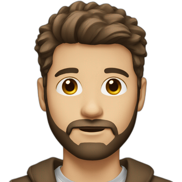 create an headshot emoji of a male with brown eyes, 2 mm hair and beard and bright skinn emoji