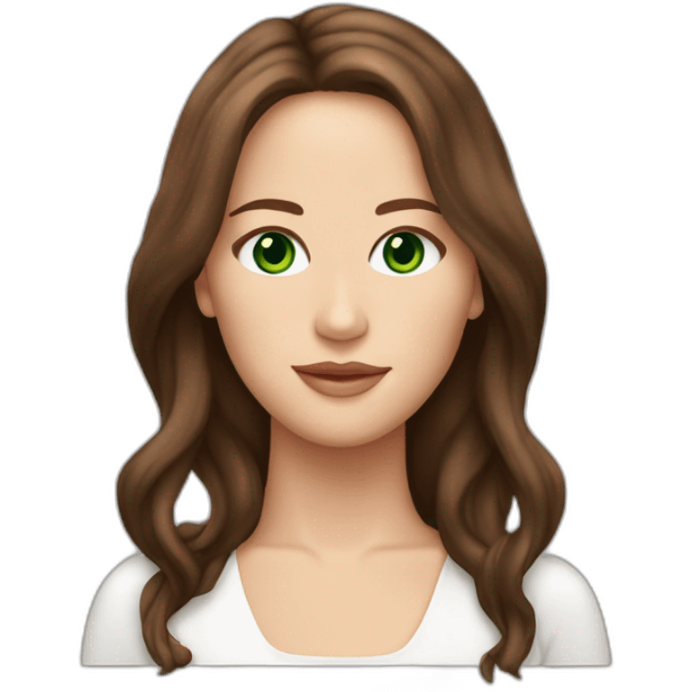 Jennifer Lawrence with Green eyes and long chocolate hair emoji