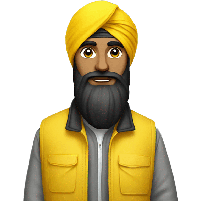 Tall Sikh man with black turban wearing yellow reflective jacket emoji