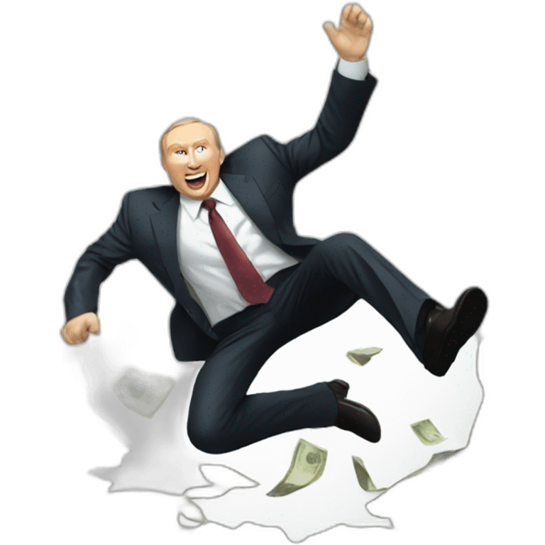 vladimir poutine jumping into a pile of money emoji