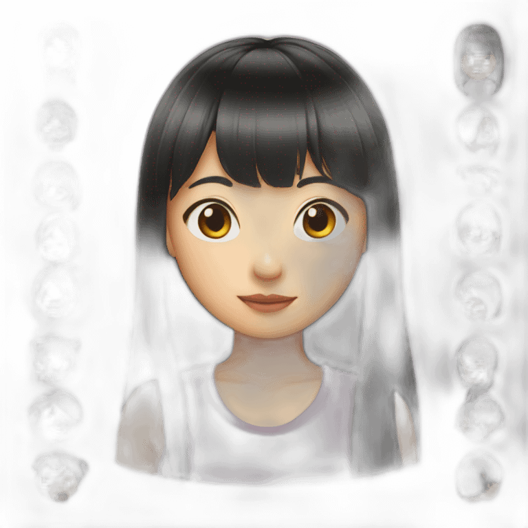 Asian girl have hair bangs with a rat emoji