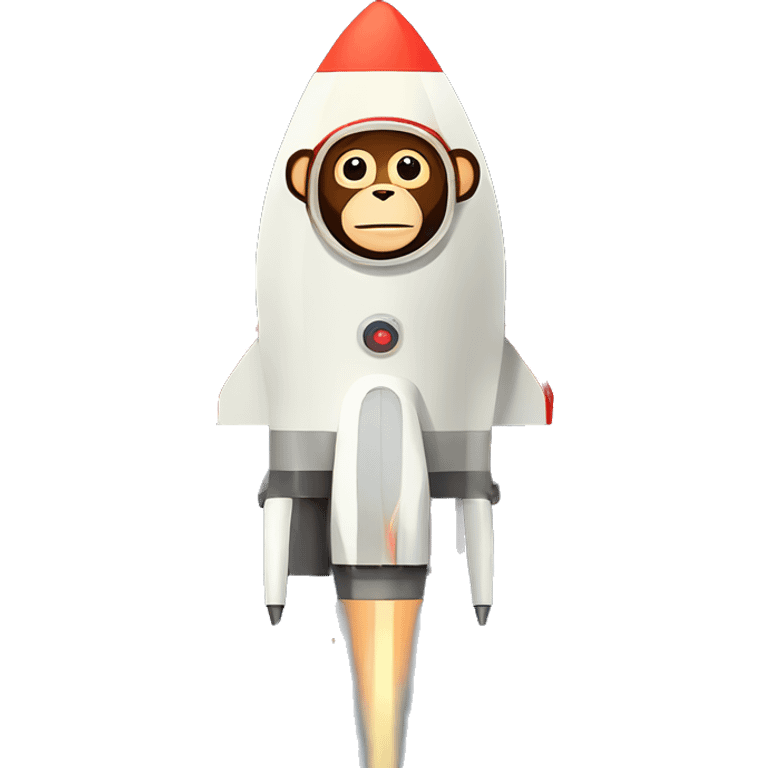 monkey fly to space in a rocket, flat 2d minimalist lnes emoji