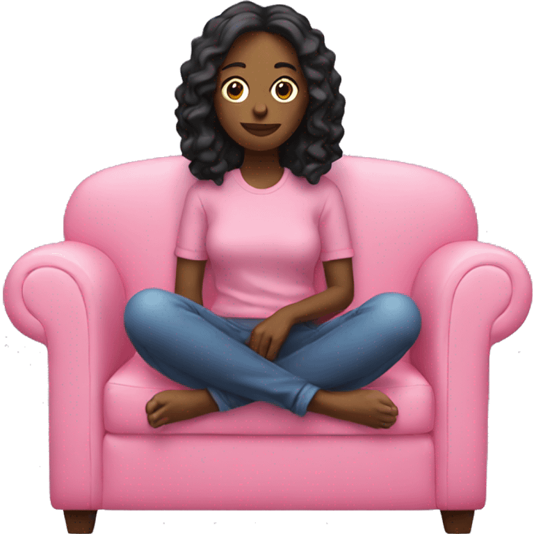 Women sitting in a pink couch  emoji