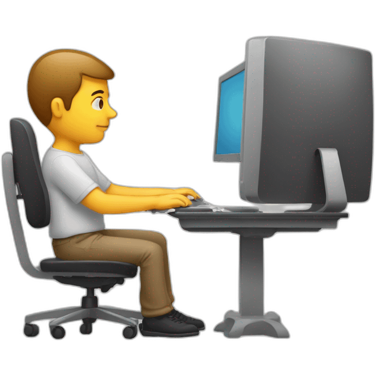 guy sitting at computer hunching forward bad posture emoji