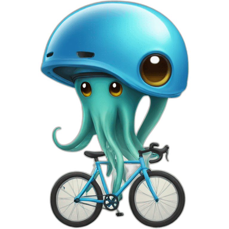 Squid wearing a bike helmet emoji