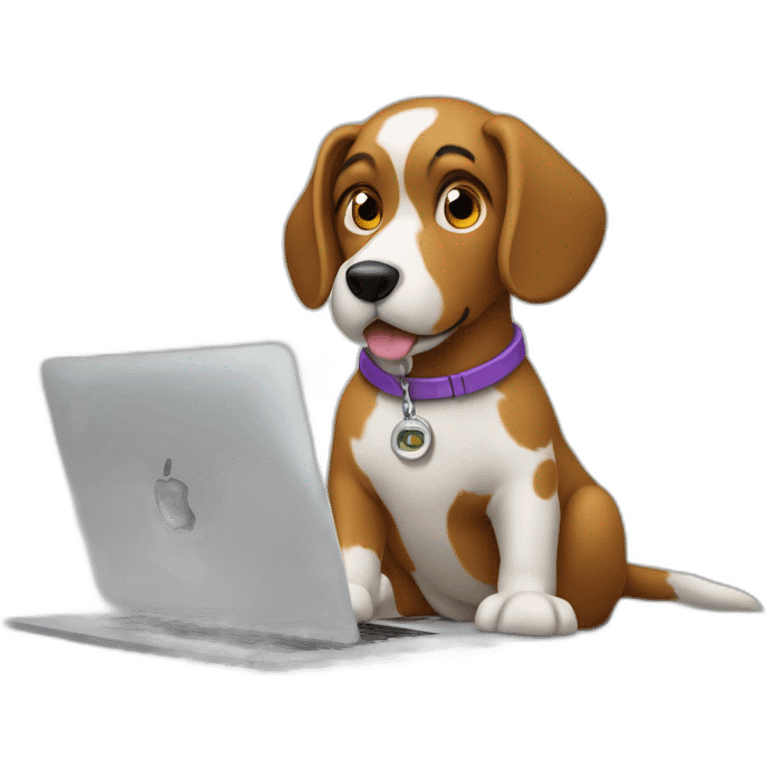 dog writing elixir code with macbook emoji