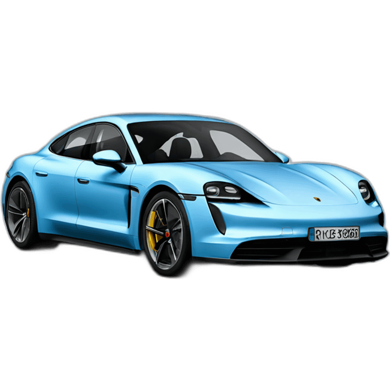 one porsche taycan light blue sideways emoji