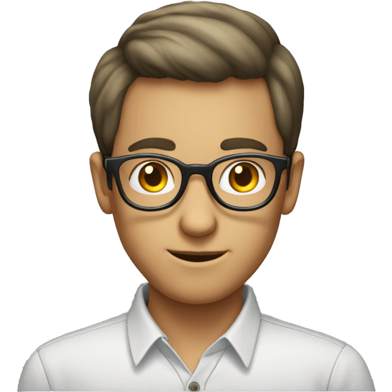 male nerd with rounded eyeglass, and short hair emoji