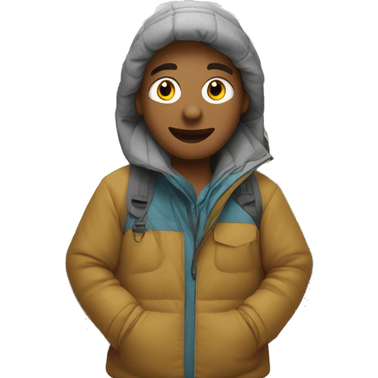 person camping in snow background emoji