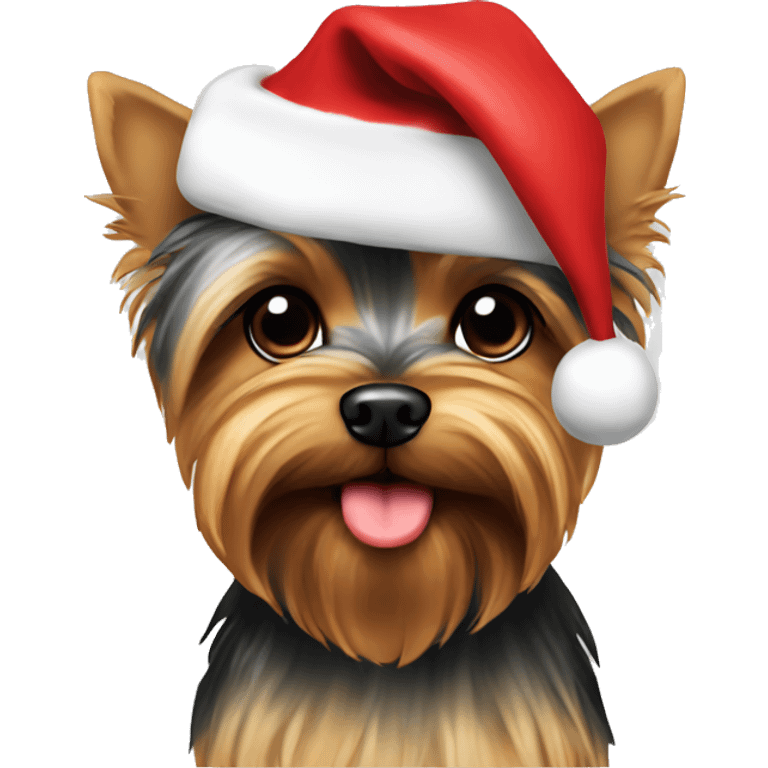 yorkie with a Santa hat emoji