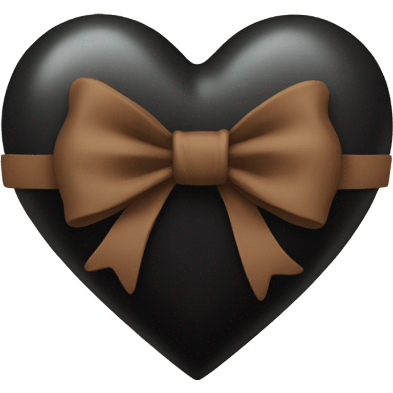 black heart with brown bow emoji