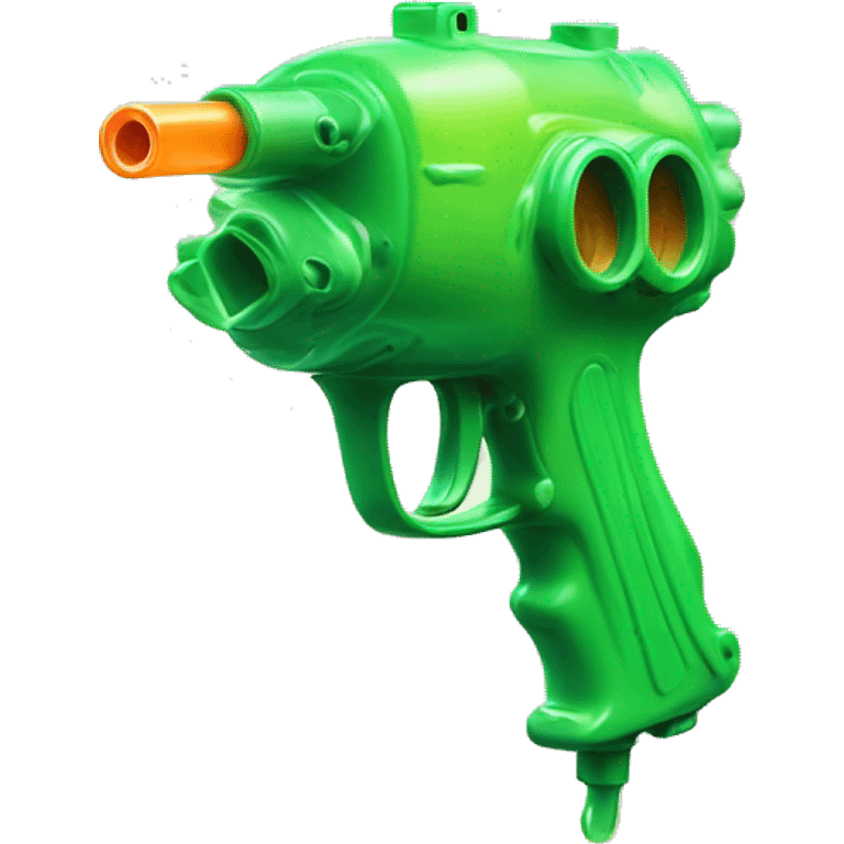 Squirt gun, full of toxic, poison, melting emoji