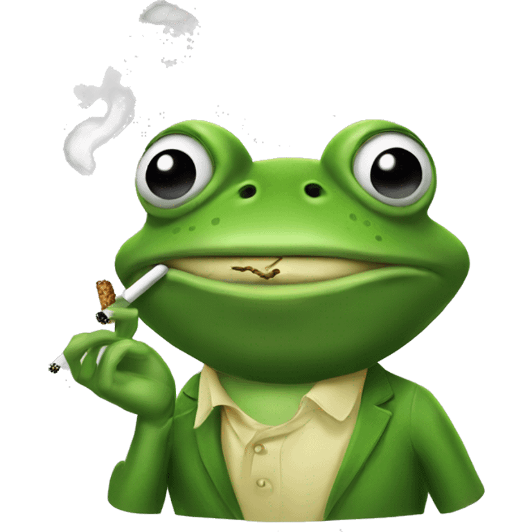 Frog smoking a cigarette emoji