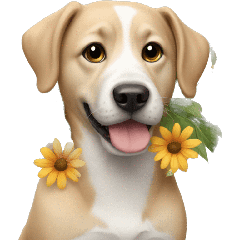 Dog and flowers  emoji