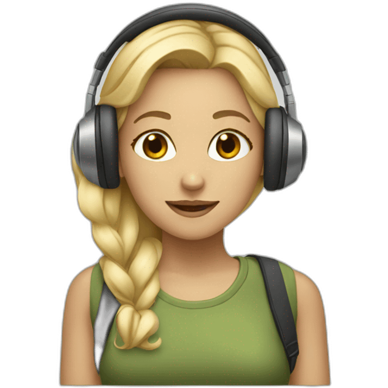 blonde girl with headphones emoji