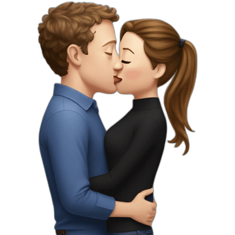 Mark Zuckerberg kissing Elon Musk emoji