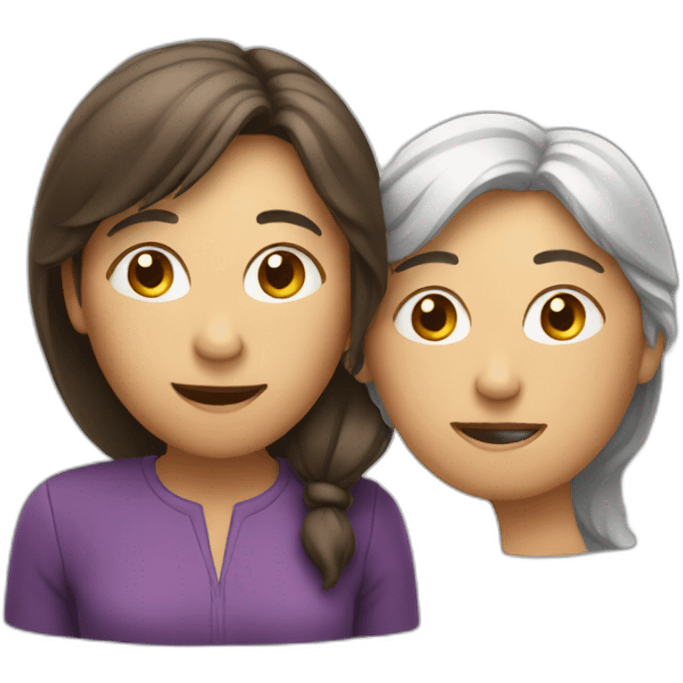 2 women talking, one older and the other an adult emoji