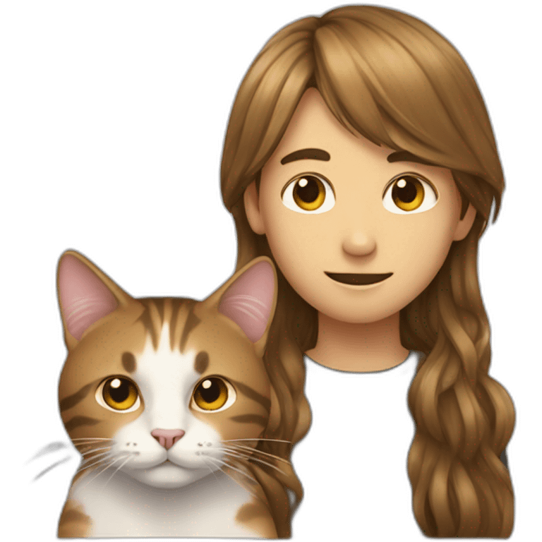 a boy with a long hair with a cat emoji