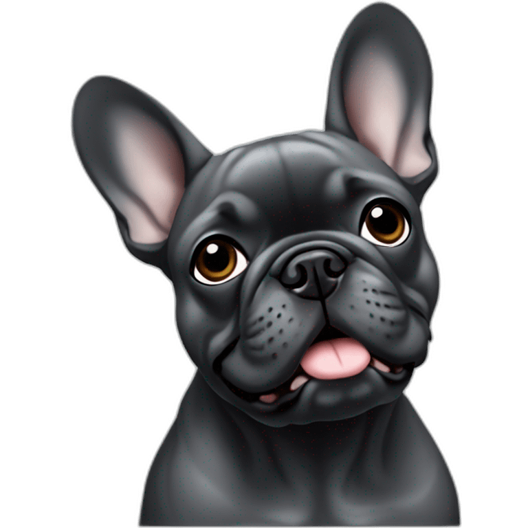 French bulldog dark grey emoji