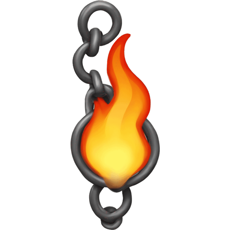 a chain that holds the flame of a fire on a leash emoji