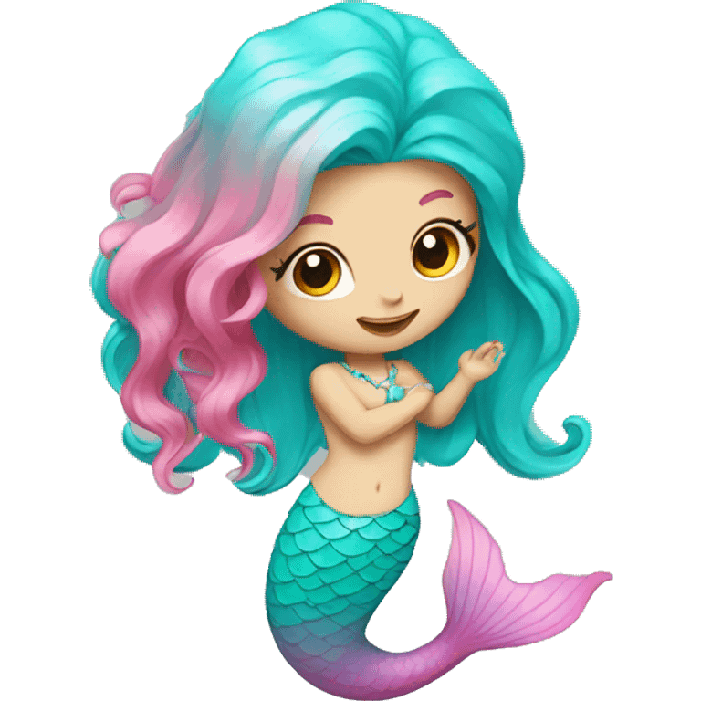 pale mermaid with turquoise tail and pink hair emoji