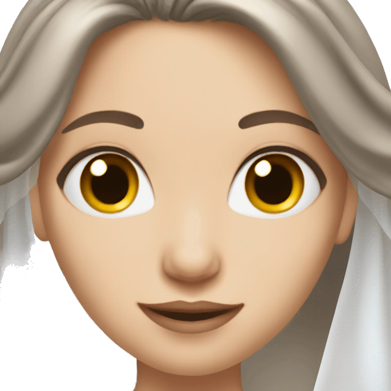 White girl with shinny brown and gray hair in her wedding  emoji