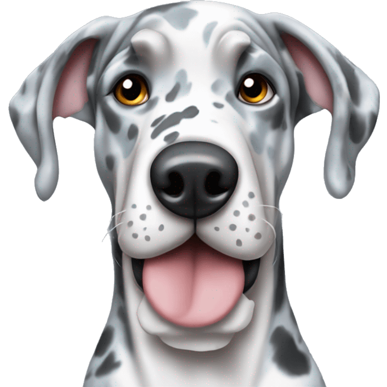 Blue Merle Great Dane with hearts on his eyes emoji