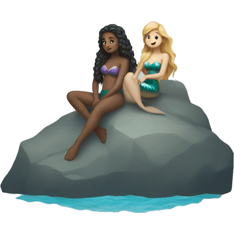 Mermaids sitting on a rock  emoji