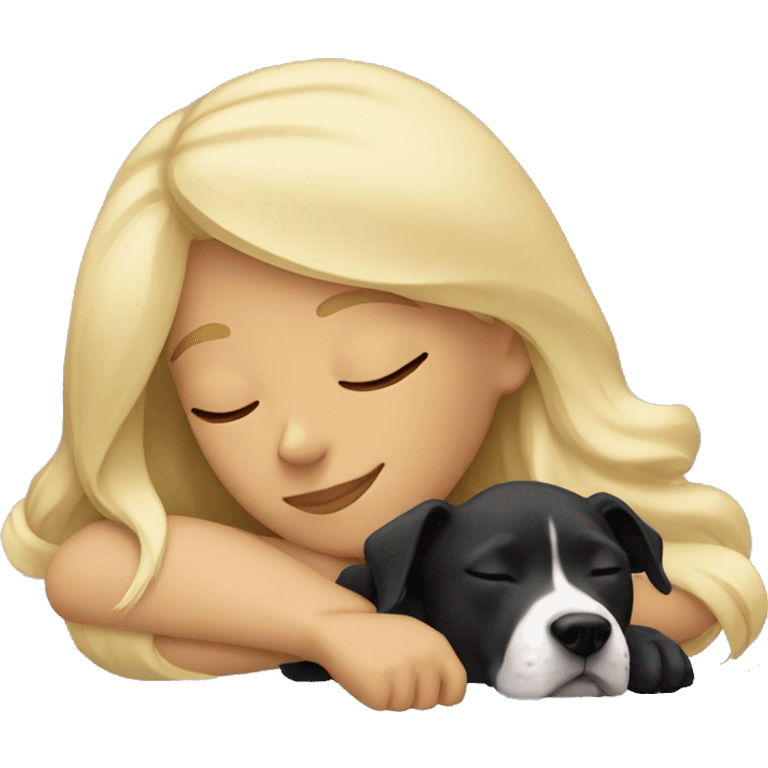 Blonde Girl sleeping with a black pitbull  emoji