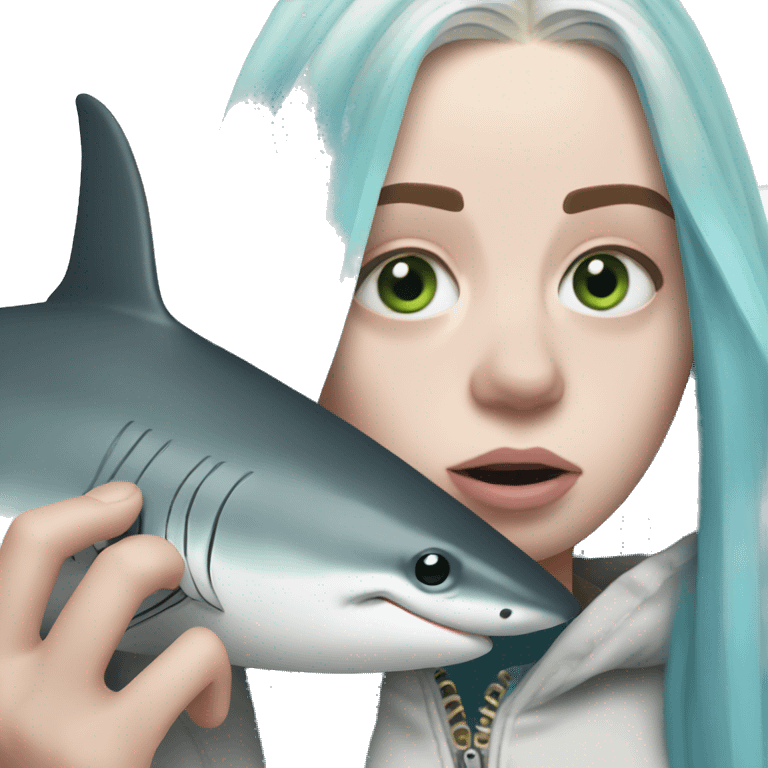 billie eilish holding a shark emoji